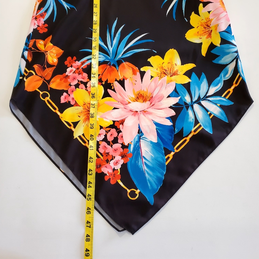 Boston Proper Black Floral Midi Dress with Gold Chain Print - Picture 10 of 10